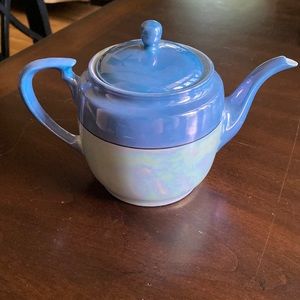 NORITAKE Teapot Hand-Painted Blue and White Lustreware CHARMING!!